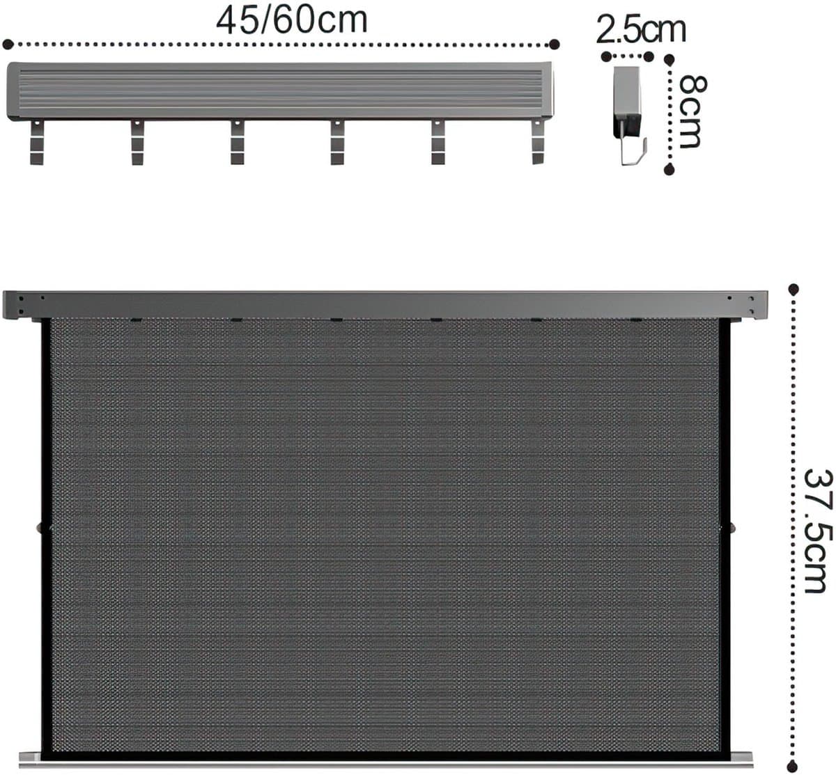 Uitschuifbaar Opvouwbaar Droogrek met Droognet – Wandgemonteerd Wasrek voor Balkon en Badkamer – Grijs 49CM met 6 Haken — afbeelding 1