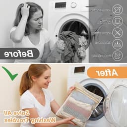 3 Stuks Katoenen Waszakken met Rits voor Delicate Was, Ideaal voor Ondergoed, Kleding en Sokken (40 x 30 cm) — thumbnail 2