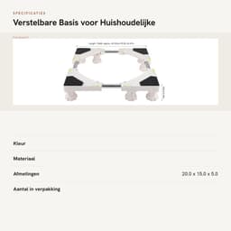 Dailygoods- Bewegende Apparatenbasis - Verstelbaar - Roestvrij Staal - Antislip - Hoogte Verhogend - Geschikt voor Wasmachine - Trockner en Koelkast - Wasmachinebasis — thumbnail 2