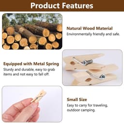 Dailygoods- Wasknijpers 150 Stuks - Kleine Houten Knijpers 3.5cm - Draagbare Knijpers voor Kleding/Foto's - Jute Touw 10m - Perfect voor Decoratie — thumbnail 3