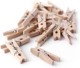 Houten wasknijpers - Kledingknijpers Fotoklemmen - Foto's ophangen - Veilige grip - 3 cm - Houtkleur — thumbnail 3