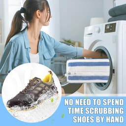 2 stuks Schoenwaszak – Schoenenzak – Schoenwaszak voor de wasmachine – Herbruikbaar – Geschikt voor wasmachines, reinigt alle soorten schoenen – Blauw & Wit — thumbnail 2