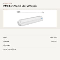 Dailygoods- Waslijn Intrekbaar - Wanddroogrek - Kledingdroogtouw - Ruimtebesparend - 5 Touwen - Draagt tot 8kg - Droogtouw — thumbnail 5