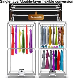2 Tier Electric Heated Clothes Drying Rack Drying Using Hot Air Fan, 180 Minute Timer, Fast Heated Clothes Drying Closet, Load 20kg, 1000W (Color : PURPLE — thumbnail 4