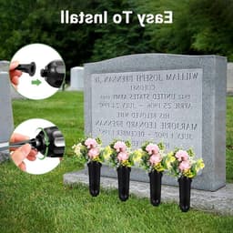 Set van 2 Weerbestendige Plastic Grafvazen met Grondanker - Vorstbestendige Grafdecoratie voor Begraafplaats — thumbnail 3