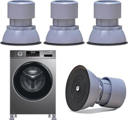 Vibratie-dempers voor wasmachine en droger, set van 4, hoogte verstelbare dempingspads, anti-vibratie en geluidsreductie, geschikt voor 10-12 cm voeten, grijs — thumbnail 1