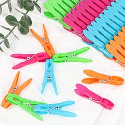 Robuuste Kledingknijpers Set van 48 Stuks met Mand, 7.3 cm Kledinghangers voor Binnen en Buiten, Ideaal voor Kleding en Sokken in 4 Kleuren — thumbnail 2