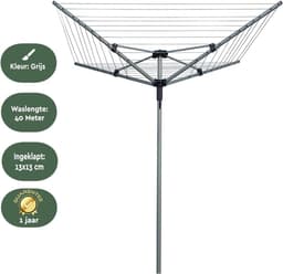 Droogmolen - Droogtoren - Kleding Drogen - Inclusief Grondanker - 40 Meter Lijn - Grijs — thumbnail 4