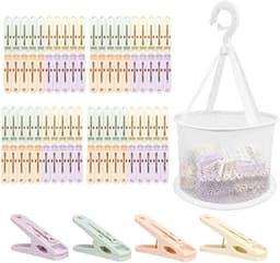 Wasknijpers met mand - Kledingklemmen - Kleding Drogen - Winddicht Ontwerp - 80 stuks - Multicolor — thumbnail 1