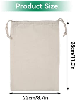 BRENZOOS- Waszak Katoen - Opbergtas met Trekkoord - Lichtgewicht - Herbruikbaar - Ademend - 22x28 cm - Opbergzak — thumbnail 5