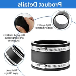 Flexibele rubberen koppeling Ø 150 mm met twee roestvrijstalen klemmen, geluidsdempende cuff voor ventilatoren en afvoerslangen, duurzame en veelzijdige oplossing voor leidingen — thumbnail 4