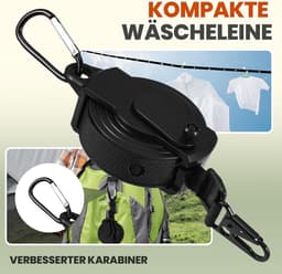 Kledinglijn Intrekbaar - Waslijn Buiten - Drogen van Wasgoed - Gatvrij Bevestigen - 3.6 Meter - Zwart — thumbnail 5