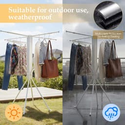 SHANNA Metalen Wasrek Inklapbaar - Staand Droogrek 132cm - Draagbaar opvouwbaar droogrek - In hoogte verstelbaar - Buiten & Binnen bruikbaar — thumbnail 2