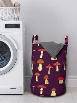 ABAKUHAUS Pilz waszak, Porcini en Amanita, wasmand met handvatten en trekkoord voor wasserettes, meerkleurig — thumbnail 3