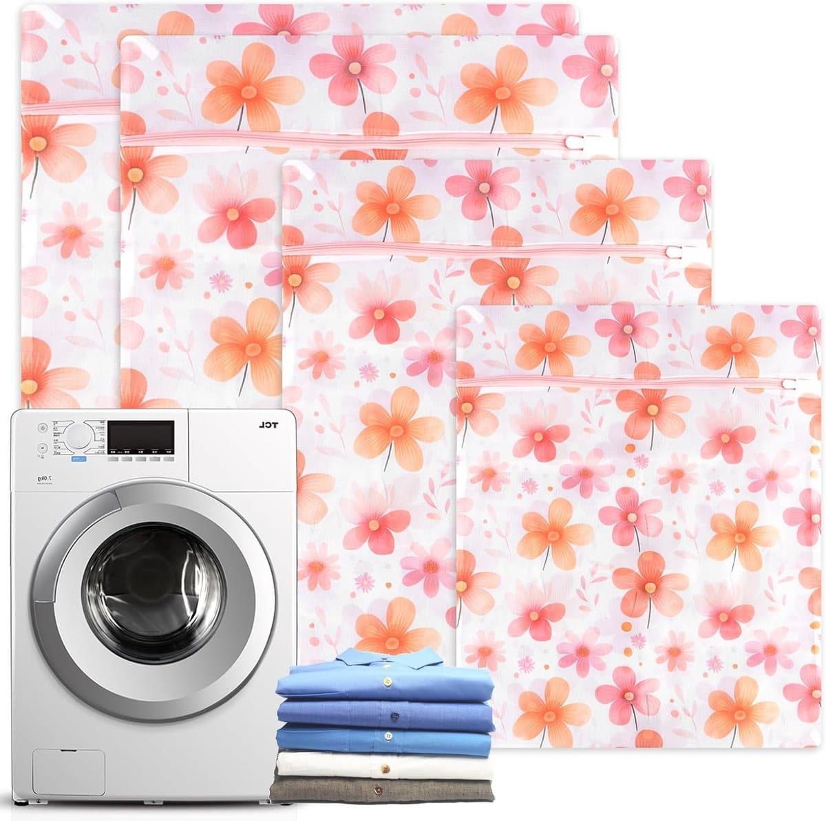 Set van 4 Waszakken in Diverse Maten voor Ondergoed, Shirts, Truien en Babykleding met Rits — afbeelding 1