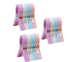 Badlaken Knijpers - 12 stuks - Handdoek Knijpers - Kunststof - Strandhanddoekclips - Grote knijpers in vrolijke kleuren voor strandlaken - Voor dagelijks wasgoed, strandhanddoek, badhanddoek - 4 Kleuren — afbeelding 1