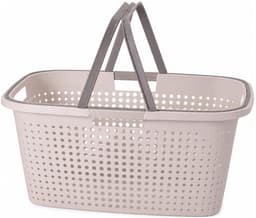 Wasmand met hengsel - 38 liter - 60 cm - creme - Draagwasmanden - Wasgoedmand - Mand met handvatten — thumbnail 3