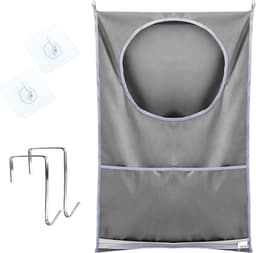 Hanging Laundry Basket voor Deur, Waszak met Zuignappen en RVS Deurophanghaken, Ideaal voor Thuisgebruik en Ruimtebesparing — thumbnail 1