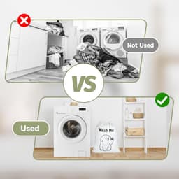 Dailygoods- Waszak 50 x 60 cm - Waszakken 2 stuks - Waszak met hondenontwerp - Opbergzakken voor wasgoed - Katoenen waszakken - Duurzaam en robuust - Wasmand — thumbnail 2