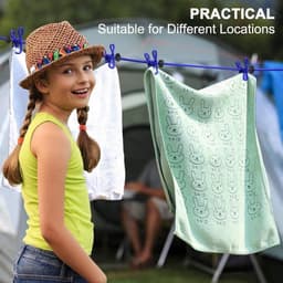 Draagbare Waslijn - Reis Waslijn - Kleding Drogen - Met 12 Klemmen - Tot 3.6 Meter - Blauw — thumbnail 4