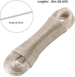 Dailygoods- Waslijn Uittrekbaar 30m - 2 Pack - Stalen Kern - Roestvrij en Waterdicht - Duurzaam - PVC Coating - Waslijn Touw — thumbnail 3
