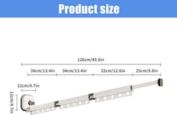 Dailygoods- Droogrek intrekbaar - Kledingrek met zuignap - Opvouwbare kledingstang - Handdoekhouder - Voor balkon/badkamer - Melkwit 3-weg — thumbnail 5