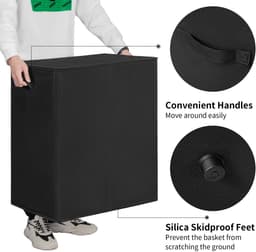 Dailygoods- Wasmand 180L met deksel - Inklapbare 2 vakken - Afneembare waszakken - Handgrepen - Geschikt voor slaapkamer/badkamer - Wascontainer — thumbnail 4