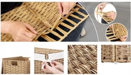 Songmics - Wasmand - Handgeweven Rattan - 90L - Organizer met Deksel — thumbnail 2
