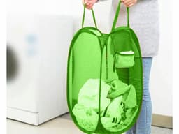 Opvouwbare Wasmand - Opbergmand 40L - Compact & Handig - Reis accessoires - Vakantie benodigdheden - Groen — thumbnail 3