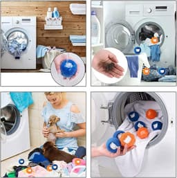 10 stuks Magische Haarverwijderingsspons - Haarabsorberende Spons voor de Was - Vlekverwijdering en Anti-Klitten Wasbal - Haarfilter - 6,5*6,5*5 cm - Voor Haarverwijdering in de Wasmachine - Oranje, Blauw — thumbnail 3