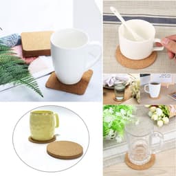 Set van 4 rond kurk onderzetters, 10 cm diameter, 5 mm dik, ideaal voor glazen, tafelonderzetters voor huis, kantoor en horeca — thumbnail 5