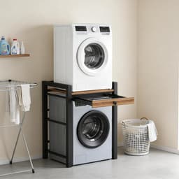 Wasmachine Verhoger - Droogkast Kast - Ruimte Besparen - Sterke Staalconstructie - 65x61.5x100.5 cm - Zwart Met Lades — thumbnail 1