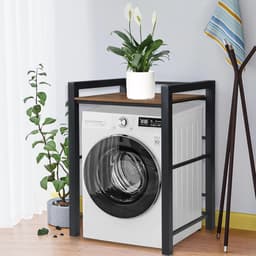 wasmachine en droger boven elkaar, wasmachine-onderstel, opbergrek boven de wasmachine, wasmachinekast, draagvermogen 350 kg, opbergrek voor bijkeuken (zwart, 75 x 65 x 105 cm) — thumbnail 3