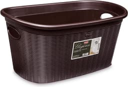 Wasmand - Kledingmand - Vuile Was - Kunststof Materiaal - 38x58x28 cm - Moka — thumbnail 1