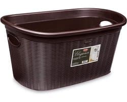 Wasmand - Kledingmand - Vuile Was - Kunststof Materiaal - 38x58x28 cm - Moka