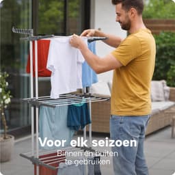 Inklapbaar Wasrek met Wielen - 6 Rekken - Roestvrij - Binnen en Buiten Gebruik – Ruimtebesparend – XXL Kledingrek - BREND BR-2250 — thumbnail 5