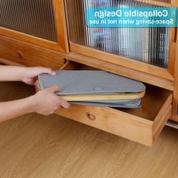 Smal wasmand met deksel - 63 liter - grijs - opvouwbaar - bamboe handgrepen — thumbnail 2
