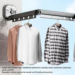 Allecto - Intrekbaar Droogrek - Ruimtebesparend - 360° Rotatie - Boorvrij - Winddicht - Kleding Droogrek - Geschikt voor Kleine Ruimtes - Model met.. — thumbnail 2