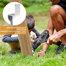 Set van 4 impact sleeves voor L-vormige palen van 50 cm, gegalvaniseerd staal, ideale grondankers voor houten palen en stevige bevestiging — thumbnail 2