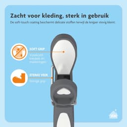 LaundrySpecialist Wasknijpers soft grip - Grijs/wit - 60 stuks - extra lang en stevig - wasknijpers plastic - wasknijpers kunststof - gekleurde knijpers — thumbnail 3