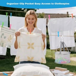 Wasknijpers Set - Kledingklemmen Mand - Kleding Drogen - Windbestendig Antislip - 48 Stuks - Multicolor — thumbnail 2