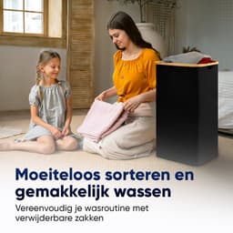 DARI. Wasmand 100L - Opvouwbare wasmand - Uitneembare waszak - Wassorteerder - Zwart — thumbnail 5