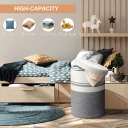 Unyqoos® Opvouwbare Grote Wasmand met Deksel en Handvatten voor Veelzijdig Gebruik in Huis — thumbnail 2