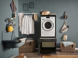 Wasmachinekast Laundreezy | 68 X 68 X 162 Cm | Antraciet - Emob - Wasmachine Ombouw - Zwart - MDF — thumbnail 3