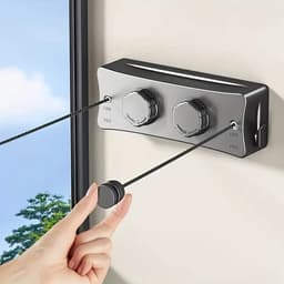 Uitschuifbare Waslijn - 5.1 meter Roestvrij Staal, Dubbele Lijn voor Binnen/Buiten voor Balkon & Huurkamers, Waslijnen — thumbnail 1