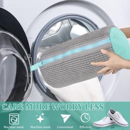 2-pack schoenwaszak - 39x19cm anti-deformatie schoenwaszak - mesh schoenwaszak - duurzame pluche waszak - herbruikbare wasmachinezak - beschermt schoenen en wasmachine tegelijkertijd - geschikt voor de meeste soorten en maten schoenen — thumbnail 3