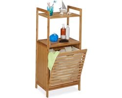 Praktisch badkamerrek met wasmand - 2in1 - bamboe - 100 x 45.5 x 33.5 cm