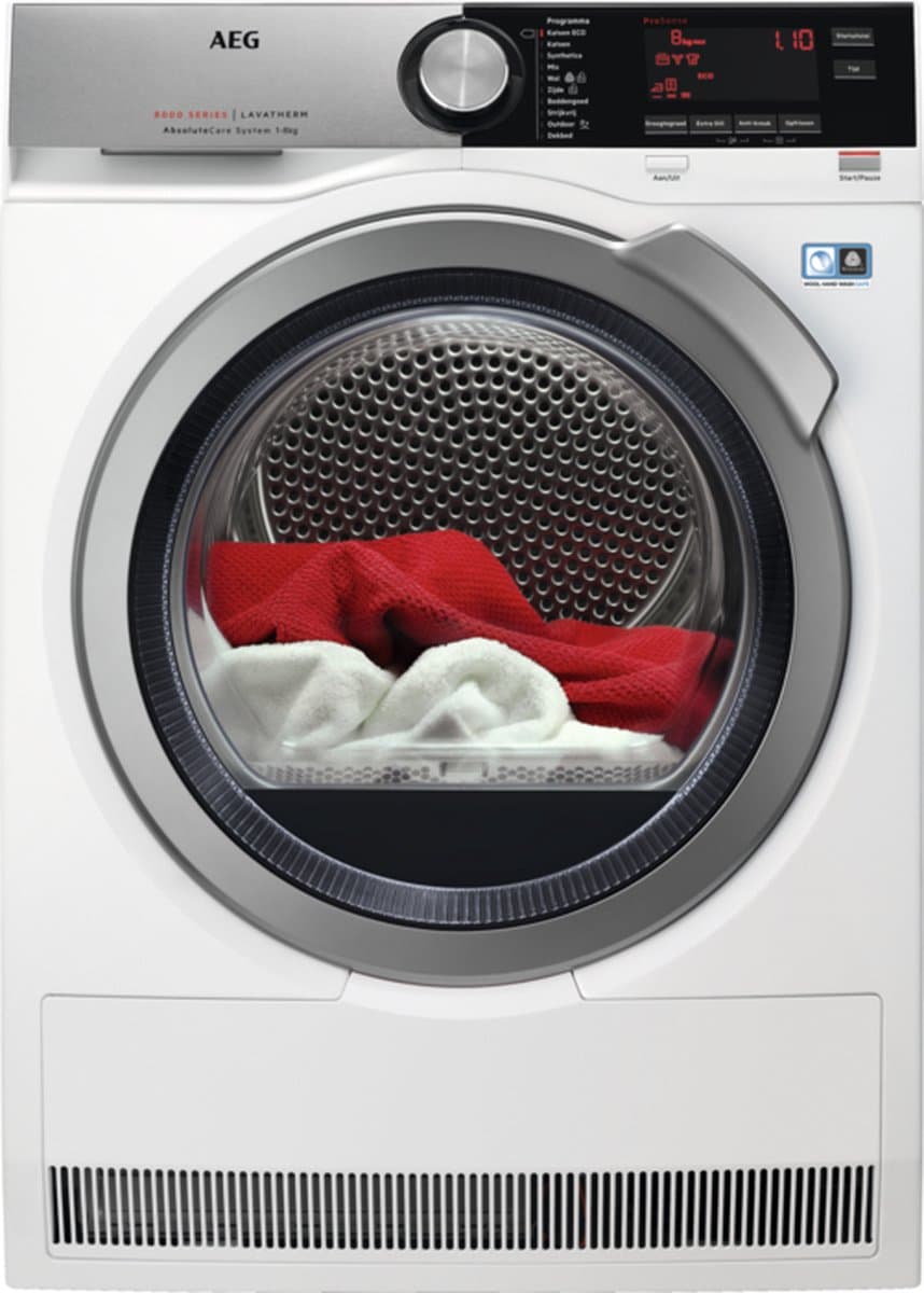 AEG T8DEN86CS Vrijstaand Voorbelading Wit 8 kg — afbeelding 1