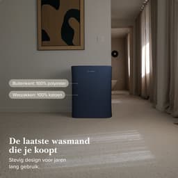 Jubbly® - Wasmand - Wassorteerder - Wasmand met Deksel - Wasmand 2 vakken - Wasmand opvouwbaar - Wasbox - 90 Liter - Blauw - The Splitsmart — thumbnail 2