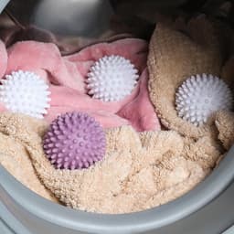 Wasballen voor de wasmachine, wasballen voor donsjacks, herbruikbaar, voor het reinigen van de wasmachine thuis, wasmachine en droger (blauw, roze, wit) — thumbnail 3